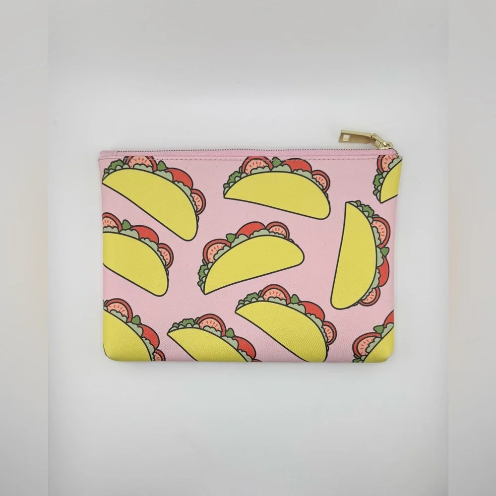 Studio DIY Taco Print Cosmetic Bag Pouch or Clutch with Gold Hardware Pink - Picture 10 of 10